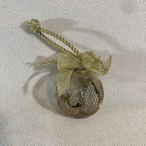 Walt Disney World Christmas Ornament Gold Mesh Ball‎ Mickey Mouse Ears - Picture 1 of 3